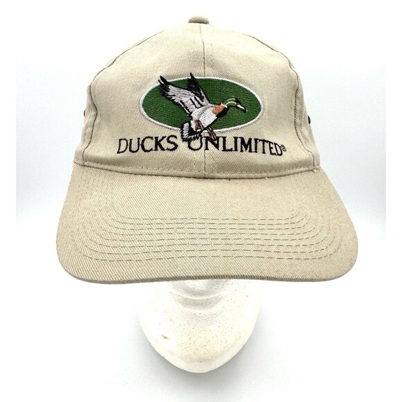 Ducks Unlimited Strapback Hat Khaki Embroidered Mallard Duck One Size - Picture 1 of 8